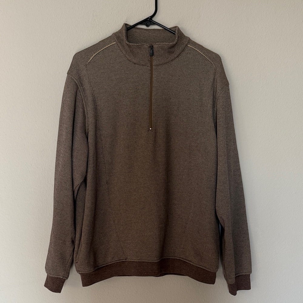 Men's Pro Tour Stylish Brown 1/4 Zip Pullover Sz Medium